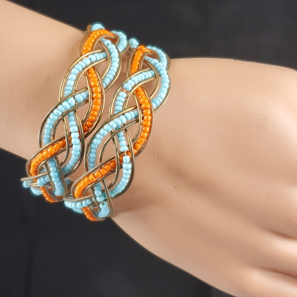 Handmade Jewelry - African (Kenyan) Metallic and Glass Bead Bracelet